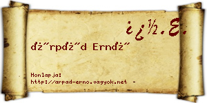 Árpád Ernő névjegykártya